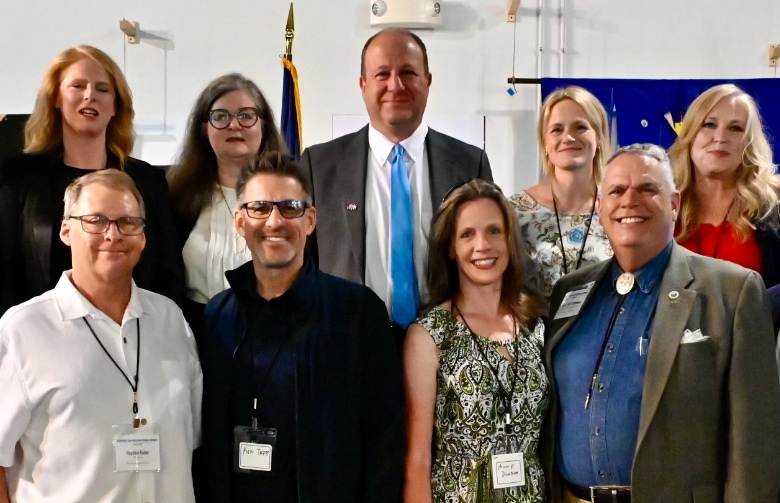 Ken Tapp, Colorado Governor Jared Polis, Hayden Rader, David 